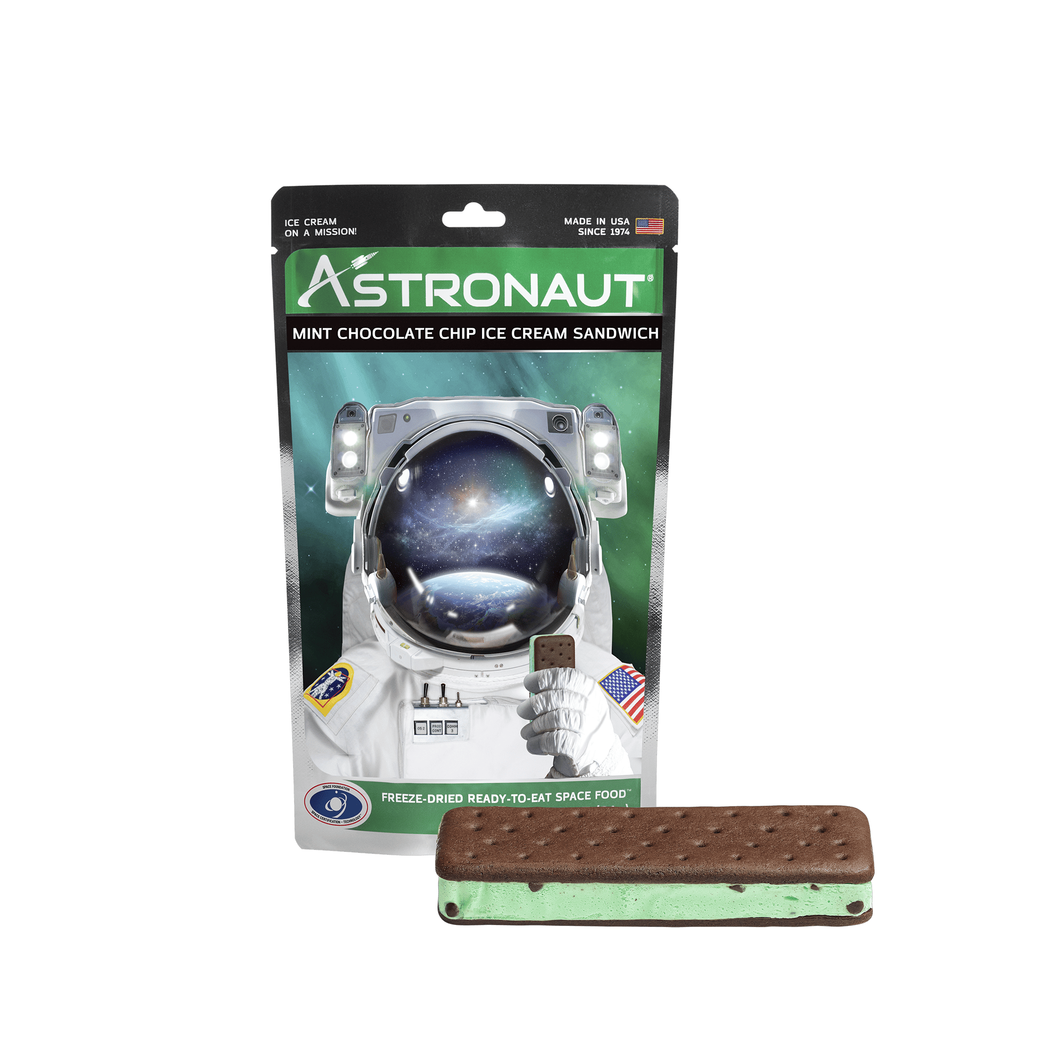 Astronaut ice cream freeze-dried mint chocolate chip ice cream